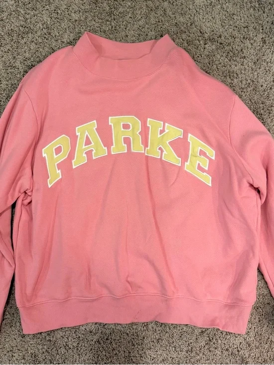 Parke L/XL Summerland Heritage Varsity Mockneck Sweatshirt 🩷💛 - Picture 1 of 3